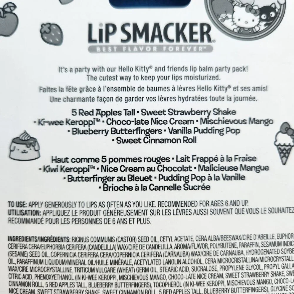 NEW Lip Smacker Sanrio Hello Kitty 8-Piece Flavored Lip Balm My Melody Little Tw